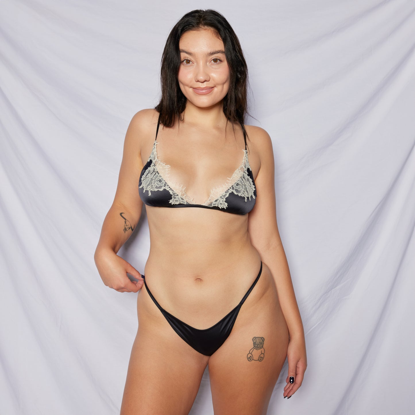 The Fiesta Bralette - Black with White Lace